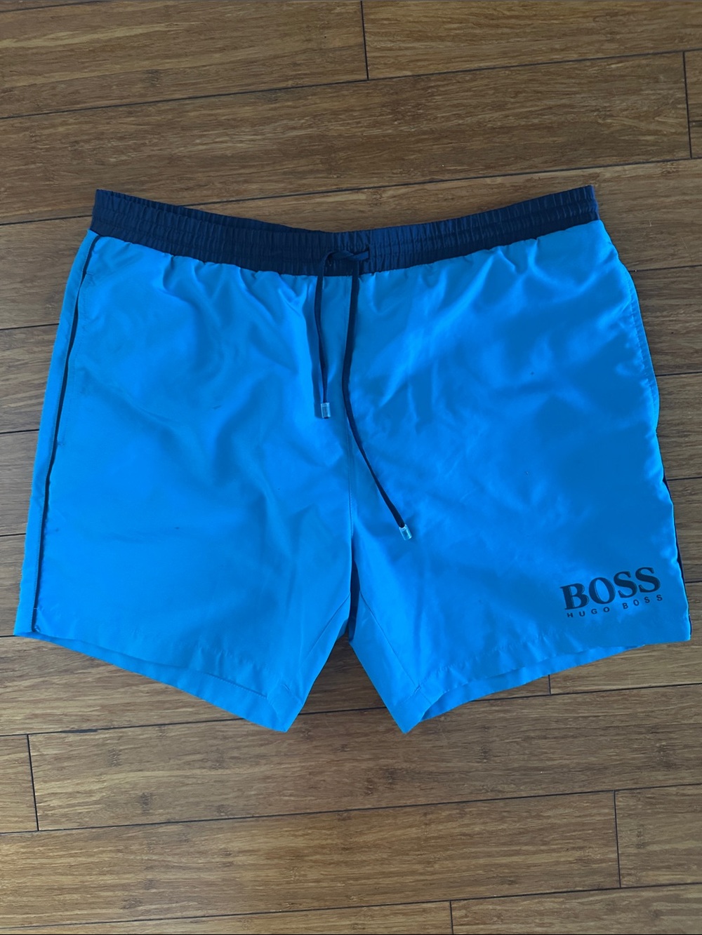 Boss Turquoise Swim Trunks with Navy Waistband